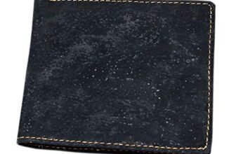 BOSHIHO Portafoglio in sughero, Vegan RFID Blocking Wallet con tasca porta monete, Bifold Men Wallet (Nero)