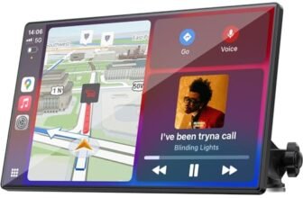 LAMTTO Carplay Wireless Schermo per Auto Portatile per A-pple CarPlay e Android Auto, 9 Pollici Autoradio Senza Fili Stereo Car Play con Bluetooth/Navigazione/Assistente Vocale/Mirror Link/FM/AUX