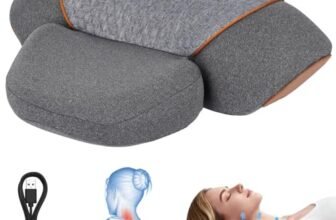 Massaggiatore Cervicale con Riscaldamento, 3-in-1 Massaggiatore Posteriore e Cervicale con Vibrazione e Trazione, Massaggiatore Spalle Per Alleviare Il Dolore Dei Tessuti Profondi, Grigio