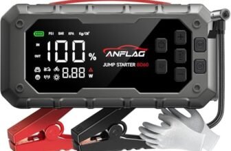 Booster Avviamento Auto 8000A, ANFLAG Avviatore Batteria Auto con Compressore 160PSI, 26800mAh Starter Batteria per Tutti Gas o 14L Diesel con PD65W Ricarica Rapida/Doppia USB/600 Lumen LED