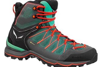SALEWA Ws Mtn Trainer Lite Mid Gtx, Scarponi da trekking e da escursionismo Donna, Blu (Feld Green/Fluo Coral), 36.5 EU
