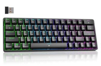 Dierya DK63 Tastiera Gaming Wireless con Interruttori Meccanica Lineari,60% Tastiera 2.4Ghz/Bluetooth/Type-C,Retroilluminazione RGB,Mini Compact 6 Tasti Anti-Ghosting（Layout US,QWERTY） Nero