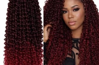Extension Capelli Sintetici, Ricci per Crochet Braids, Lunghe: 50 cm – Peso: 300 g – Extension Capelli Clip, Ricci Morbidi Effetto Naturale, Uncinetto Incluso, Burg Rosso Degradee, RITMO