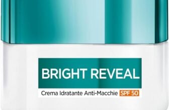 L’Oréal Paris Crema Viso Idratante, Con SPF 50, Per Tutti i Tipi di Pelle, Pelle Rimpolpata e Uniforme, Macchie Attenuate, Con Niacinamine, Bright Reveal, 50 ml