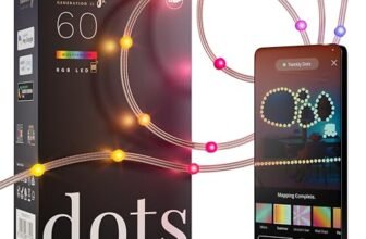 Twinkly Dots 3m, Striscia LED Multicolore, Striscia LED RGB Flessibile, Compatibile con Alexa e Google Home, Gaming, 16M+ Colori, Alimentazione USB, Controllo App, Filo Trasparente, 60 LED