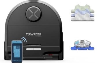 Rowenta, Robot Aspirapolvere X-PLORER Serie 220, Animal & Allergy, Robot Aspirapolvere Lavapavimenti, Potenza di Aspirazione fino a 5600 PA, Autonomia 120 Min, Pulizia Profonda Intelligente, RR9475