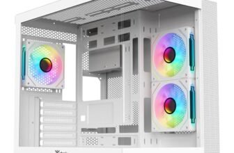 Itek Case Gaming DARK CAVE DS ATX White Edition, 3 Ventole da 12cm ARGB, 2x USB3, 1x Type-C, Vetro Temperato Frontale e Laterale