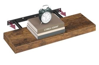 VASAGLE Mensola da Muro, Mensola da Parete, 20 x 60 x 3,8 cm, per Portafoto Decorazioni, Soggiorno Studio Cucina, Marrone Vintage LWS26BX