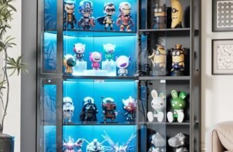 Vetrina Espositiva in Vetro con LED, Vetrinetta Espositiva Angolare con Sensore, Porta in Vetros e 8 Ripiani, Moderni Espositore Plexiglass Vetrina Espositiva per Collezionismo Soggiorno,165x100x60cm