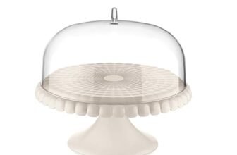 Guzzini – Tiffany, Alzata con Campana Piccola, Tortiera con Coperchio – Bianco Latte, Ø 30 xh 27 cm – 199401156