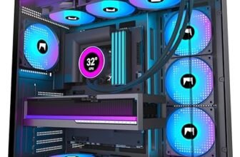 HYXN H1 Case PC ATX – Preinstallato con 7 ventole PWM ARGB, doppia camera Mid Tower Case per PC Gaming, con Type-C, può ospitare contemporaneamente 3 radiatori da 360 mm (nero, H1)