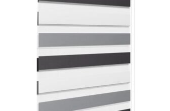 WOLTU Tenda a Rullo per interni Doppio Strato Giorno e Notte, Fissaggio a Morsetto Senza Foratura 60l x 150A cm Bianco+Grigio+Antracite, Tenda Traslucida e Oscurante per Finestra o Porta