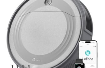 LEFANT M310 Robot Aspirapolvere, 4500Pa, 180 Min, Evita Ostacoli, Wi-Fi/App, Aspirapolvere Robot per Peli Animali e Pavimenti Duri, Grigio