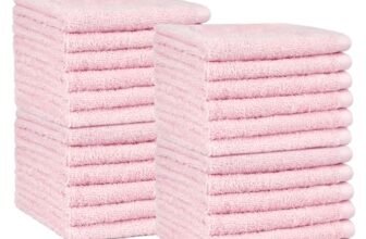Amazon Basics Set Asciugamani Bagno Spugna 100% Cotone Asciugamani Viso 30×30 cm, Rosa Petalo, Confezione 24 Pezzi