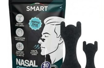 Cerotti Nasali Antirussamento Neri 60 Pezzi – Strisce Nasali Sport & Notte, Dilatatore Nasale Esterno per Respirare Meglio dal Naso, Cerotti per Non Russare, Nasal Strips Running Crossfit, Cerottini