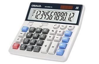 OSALO Calcolatrice con Grandi tasti e Display Extra Grande da 12 Cifre Tavolo Ideale per Ufficio (OS-200ML)