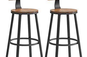 VASAGLE Set di 2 Sgabelli da Bar, Sedie da Cucina, con Schienale, Struttura in Acciaio, Altezza di Seduta di 73 cm, Montaggio Facile, Stile Industriale, Marrone Vintage e Nero LBC026B01V1