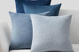 Topfinel 4 Pezzi Copricuscini Divano 50×50 Decorativo Casa Giallo Velluto per Cucina Sedia Soggiorno Letto Giardino Camera da Letto Serie Moderna Blu