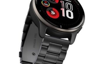 Suuira Cinturino Compatibile con Garmin Venu Sq 2 / Venu Sq 2 Music/Venu/Venu 2 Plus, 20mm Acciaio Inox Cinturini Ricambio Metallo per Vivoactive 3 / Vivoactive 5 Cinturino (Nero)