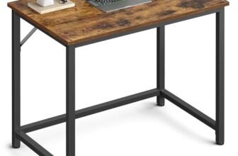 VASAGLE Scrivania per Computer, Postazione Lavoro, Scrivania da Ufficio, Studio Camera da Letto 50 x 80 x 76 cm, Stile Industriale, Struttura Metallica, Marrone Vintage e Nero Inchistro LWD038B01