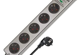 BRENNENSTUHL 1153340315 – Base múltiple Super-Solid color plata con protección contra sobretensión (5 tomas)