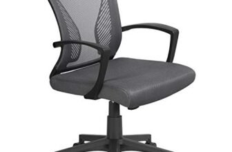 Yaheetech Sedia da Ufficio Scrivania Girevole Altezza Regolabile con Rotelle e Braccioli Ergonomica Reclinabile in Tessuto Traspirante Portata 136 kg Grigia Scura