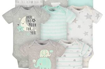 Gerber Baby – Confezione da 8 tutine a maniche corte, elefanti, 0-3 mesi