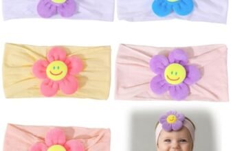 5 Pezzi Fasce Bambina, Accessori Neonata, Girasole Fascia Capelli Bambina in Nylon Elasticizzato Regalo Per Bambini Per Foto, Fascia Neonato per Capelli, Morbido Copricapo Carino per Bambini Neonati