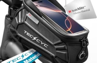 TECHCYC Borsa Telaio Bici con Riflettente, Borsa Bici con Touchscreen TPU,Borsello Tubo Anteriore Bici Impermeabile Tasca Cellulare 7 Pollici,per MTB,Bici Gravel,Bici Strada,Bici Elettrica