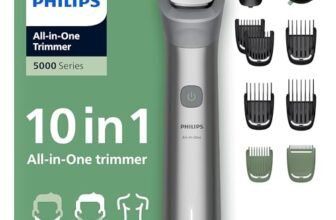 Philips Rifinitore All-in-one Multigroom Serie 5000 10 in 1 – Rifinitore per barba, capelli e corpo, lame autoaffilanti interamente in metallo, 11 impostazioni di lunghezza (0,5-16 mm), MG5918/15
