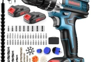 PONOSEU Trapano Avvitatore a Batteria 21V 3 in 1, Set 61 Accessori, 2 Batterie + Caricatore Rapido, 45 Nm, LED – Forare, Avvitare e Riparazioni Fai da Te in Casa