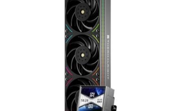 TR Peerless Vision 360 UB ARGB Black CPU, 3 ventole in linea, schermo LCD IPS con risoluzione 480 x 480, per Intel LGA1851/1700, AM4/AM5, display da 3,95 pollici