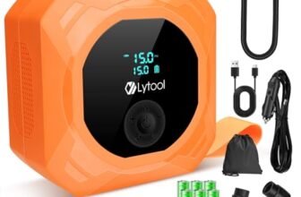 Pompa SUP Elettrica 50 PSI Alta Pressione, Gonfiatore Paddle 12V DC, Gonfiaggio e Sgonfiaggio Automatico a 3 Stadi, Arresto Automatico, Cavo Accendisigari 3M per SUP, Kayak,Materasso,Bici, Moto, Auto