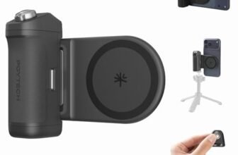 PGYTECH MagCam 2 Impugnatura per Smartphone Kit Modulare 3-in-1, Telecomando Bluetooth, Impugnatura di Ricarica e Supporto Wireless Magnetico MagSafe, per iPhone 12–17/Android 14 (Nero)