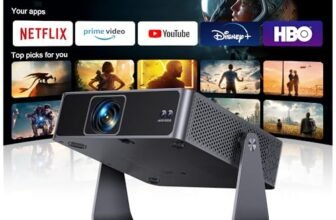 Proiettore Portatile【Smart TV & 1000+ Canali Live】Mini Proiettore 4K Smart TV Compatibile con Netflix, Rotazione 330°, Auto Focus WiFi Bluetooth, 1080P Nativo, Videoproiettore soffitto casa/campeggio