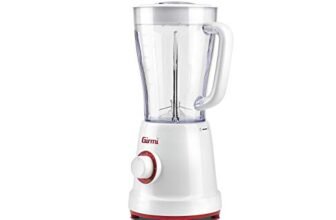 Girmi FR46 Frullatore Elettrico, 1.5 Litri, 2 velocità con Pulse, 4 lame Inox, Tappo dosatore, Dispositivo di sicurezza, Bianco/Rosso