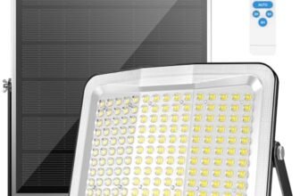800W Faretto Led da Esterno Solare Sensore di Movimentocon, 150LED Luci Solari Esterno con Telecomando e Grande Pannello Solare 35 * 40cm, Impermeabile IP65 Faretti Solari per Giardino Patio
