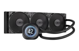 CORSAIR NAUTILUS 360 RS LCD Dissipatore a Liquido per CPU – Schermo LCD IPS da 2,1″, AIO da 360 mm, Bassa rumorosità, Daisy-Chain, Intel LGA 1851/1700, AMD AM5/AM4 – 3 ventole RS120 incluse – Nero