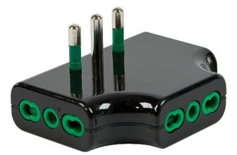 FANTON 82221 adattatore presa tripla piatta SALVASPAZIO – 1 spina italiana grande 16A 3 prese bipasso NERO