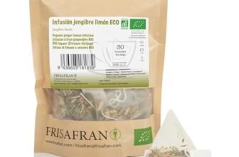 FRISAFRAN | Infuso Bio Zenzero e Limone piramidi 30Un | 60g | Antinfiammatorio | Antiossidante | Tè al limone e allo zenzero | tè | Antiossidante | Vitamina | Infuso digestivo | naturale