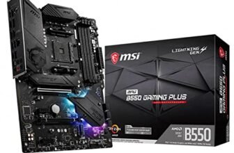 MSI MPG B550 Gaming Plus Scheda Madre ATX – Processori AMD Ryzen di 3a Generazione, AM4, DDR4 Boost (4400MHz/OC), 1x PCIe 4.0/3.0 x16, 1x PCIe 3.0 x16, 1x M.2 Gen4 x4, 1x M.2 Gen 3×4