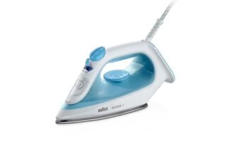 Braun TexStyle 1 SI1029BL, Ferro da Stiro Antiaderente, 120g/min Colpo Vapore, Sistema Decalc & Funzione Spray, Riscaldamento Rapido (35s), Adatto Acqua Rubinetto, EcoMode, Serbatoio 220ml, 1900W, Blu