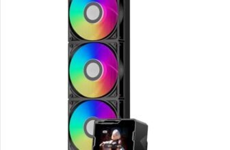PCCOOLER CPS GT360M ARGB Display BK, AIO CPU Cooler TDP 300W con schermo IPS da 2,8″, sistema di raffreddamento a liquido con 3 ventole ARGB PWM, per Intel LGA 1851/115X/1700/1200 & AMD AM5/AM4