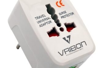 Adattatore Universale da Viaggio | Presa Internazionale EU UK USA AUS | 110-250V con Protezione Sovratensione e Sicurezza Bambini | Certificato CE | Compatto e Portatile Vribon