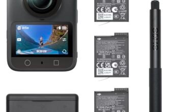 DJI Osmo 360 Combo Adventure, fotocamera 360 con immagini a 360° da 1 pollice, durata della batteria estesa con 3 batterie, video a 360° nativi in 8K, action cam per sport, vlog