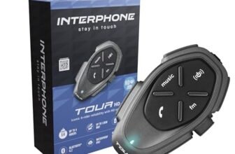 INTERPHONE TOUR HD Singolo, Interfono moto di gruppo per 4 motociclisti fino a 1.5km di distanza, Interfono casco con Bluetooth per GPS e chiamate, Autonomia 25h di lunga durata e impermeabile IP67