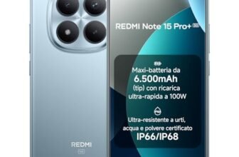 XIAOMI Redmi Note 15 Pro+ 5G, Smartphone 8+256GB, Batteria massiccia da 6500 mAh, IP66/IP68, Nuova fotocamera 200 MP, Display AMOLED da 6,83″, Blu Ghiacciaio, Garanzia 2 anni, Caricatore non incluso