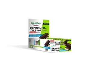 equilibra, Alimenti Proteici, Barrette Proteiche, 31% Proteine, 24x35g, Cocco Cioccolato Fondente, 126Kcal a Barretta, per il Mantenimento della Massa Muscolare, Senza Olio di Palma