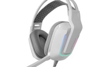 Mars Gaming MH-STRIKE, Cuffie Gaming FRGB Rainbow, Design Ergonomico, Driver al Neodimio da 50 mm, Microfono Pieghevole, Controlli Integrati, Cuscinetti Air, Archetto Regolabile, Multiplatform, Bianco