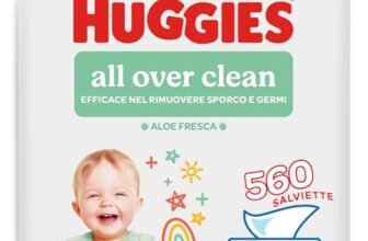 Huggies All Over Clean Salviette Umidificate per Bambini, 560 Salviette, Con Aloe Vera e 99% di Acqua pura, (10 pacchi x 56 pz)
